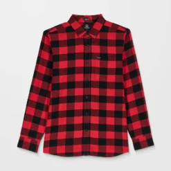 Caden Plaid Shirt - Lifeguard Red -Volcom Store A0532506 LRD 50