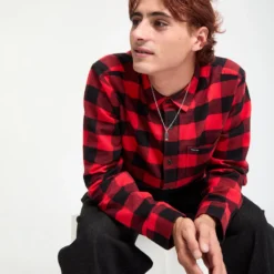 Caden Plaid Shirt - Lifeguard Red -Volcom Store A0532506 LRD 6
