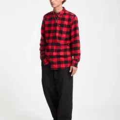 Caden Plaid Shirt - Lifeguard Red -Volcom Store A0532506 LRD 7