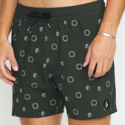 Lido Print Trunk 16" Boardshort - STEALTH -Volcom Store A2512506 STH 1
