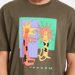 Longo Cats T-Shirt - Sage Leaf -Volcom Store A3532553 SLE 4