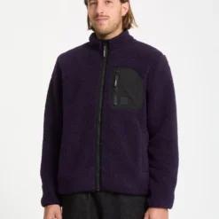 Muzzer Fuzzar Zip Sherpa Sweatshirt - Dark Purple