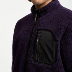 Muzzer Fuzzar Zip Sherpa Sweatshirt - Dark Purple -Volcom Store A4832306 DPL 3