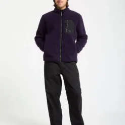 Muzzer Fuzzar Zip Sherpa Sweatshirt - Dark Purple -Volcom Store A4832306 DPL 30