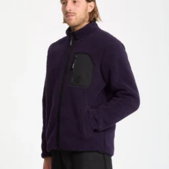 Muzzer Fuzzar Zip Sherpa Sweatshirt - Dark Purple -Volcom Store A4832306 DPL 31