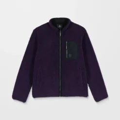 Muzzer Fuzzar Zip Sherpa Sweatshirt - Dark Purple -Volcom Store A4832306 DPL 32