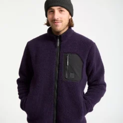 Muzzer Fuzzar Zip Sherpa Sweatshirt - Dark Purple -Volcom Store A4832306 DPL 6