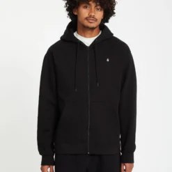 Single Stone Zip Hoodie - Black