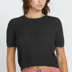 Meshy Beach T-shirt - BLACK -Volcom Store B0112505 BLK 1