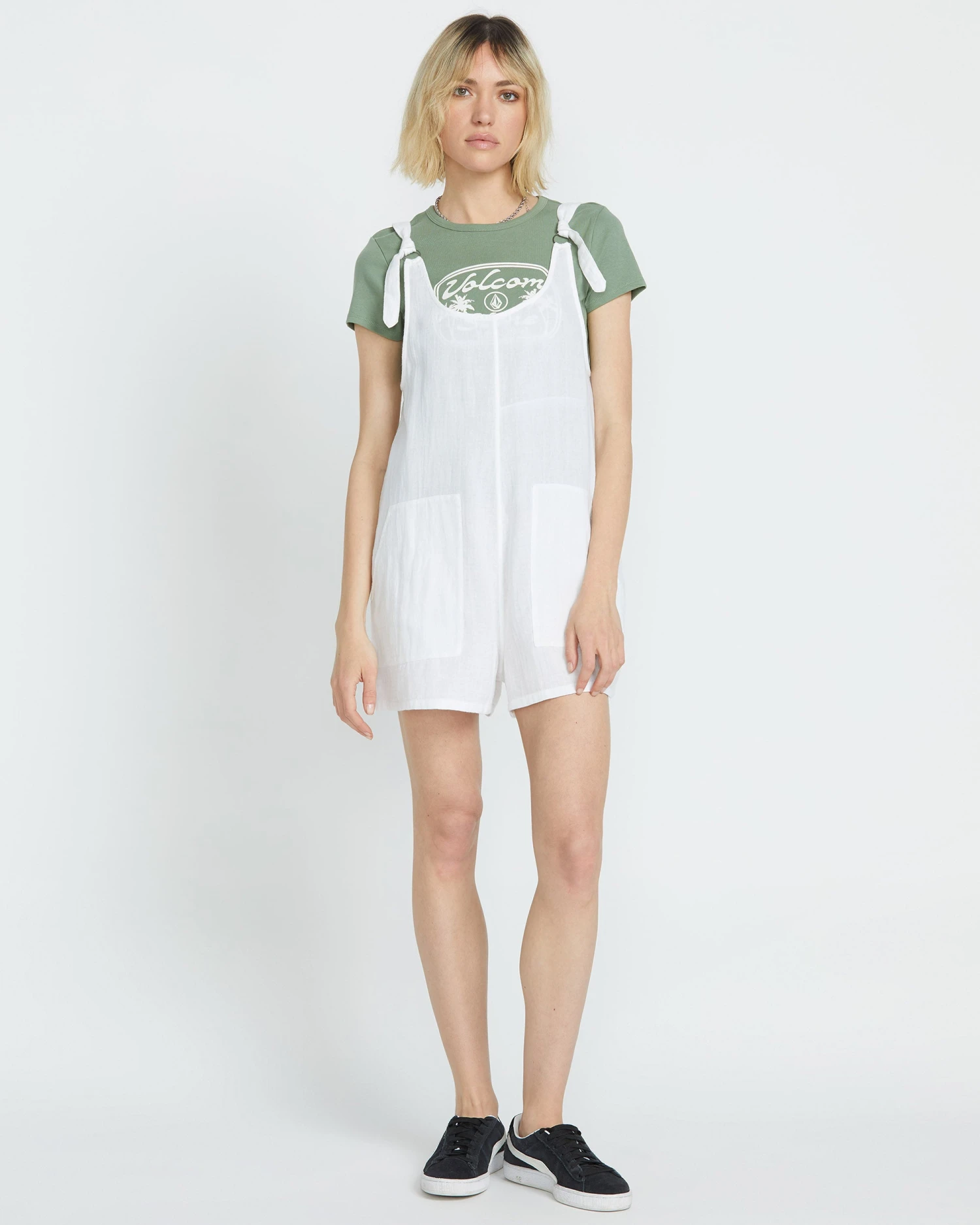 Lil Tie Strap Romper - WHITE 3 Lil Tie Strap Romper - WHITE