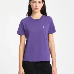 Solid Stone Emb T-Shirt - Acai