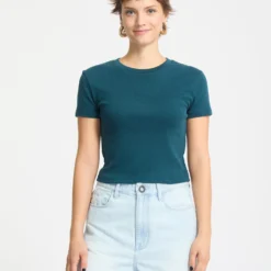 Volcomstone Tight Crop T-Shirt - Emerald Green