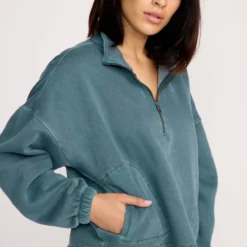 Stone Soft Quarter Zip Sweatshirt - Emerald Green 12 Stone Soft Quarter Zip Sweatshirt - Emerald Green -Volcom Store B4632502 EMG 3