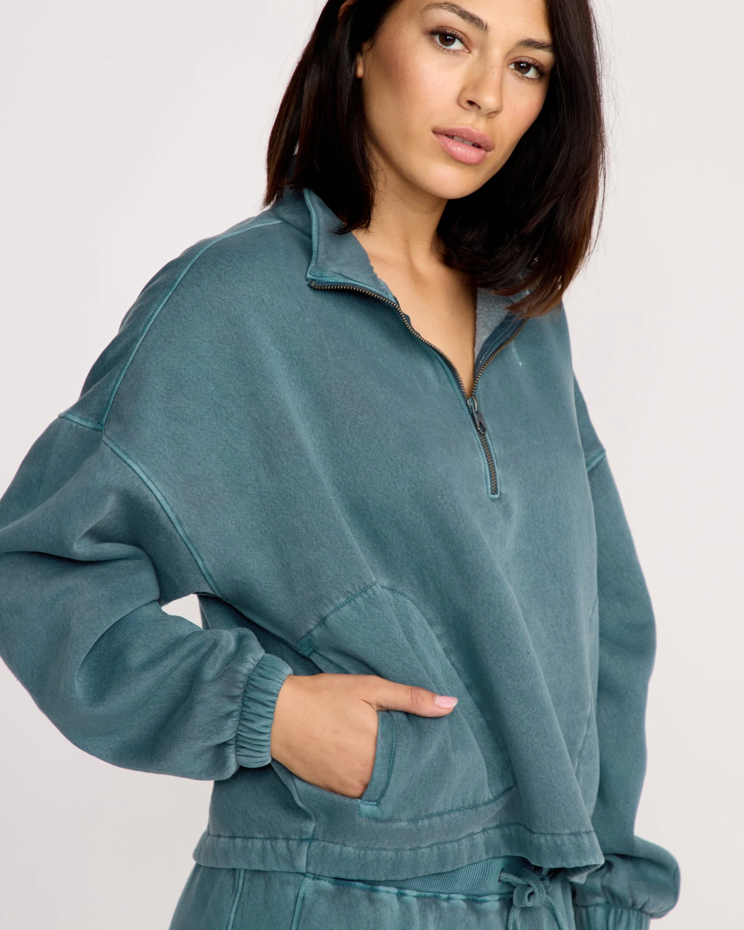 Stone Soft Quarter Zip Sweatshirt - Emerald Green 5 Stone Soft Quarter Zip Sweatshirt - Emerald Green - Image 3