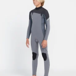 3/2Mm Long Sleeve Chest Zip Full Wetsuit - Charcoal - (KIDS) -Volcom Store C9532331 CHR 10