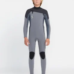 3/2Mm Long Sleeve Chest Zip Full Wetsuit - Charcoal - (KIDS)