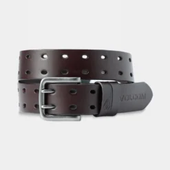 Two Spike Leather Belt - Brown
