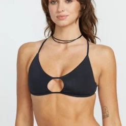 Simply Seamless X Back Halter Bikini Top - BLACK -Volcom Store O1012509 BLK 1