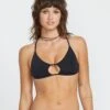 Simply Seamless X Back Halter Bikini Top - BLACK -Volcom Store O1012509 BLK F