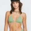 Simply Seamless Triangle Bikini Top - GRASS GREEN 1 Simply Seamless Triangle Bikini Top - GRASS GREEN -Volcom Store O1412508 GGN F