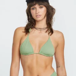 Simply Seamless Triangle Bikini Top - GRASS GREEN