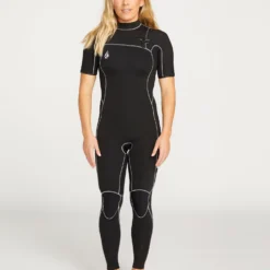 2Mm Short Sleeve Chest Zip Wetsuit - BLACK